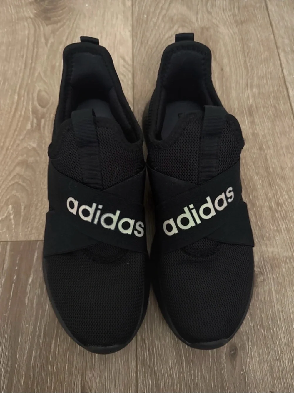 adidas Black Slip-On Cross-Strap Sneakers